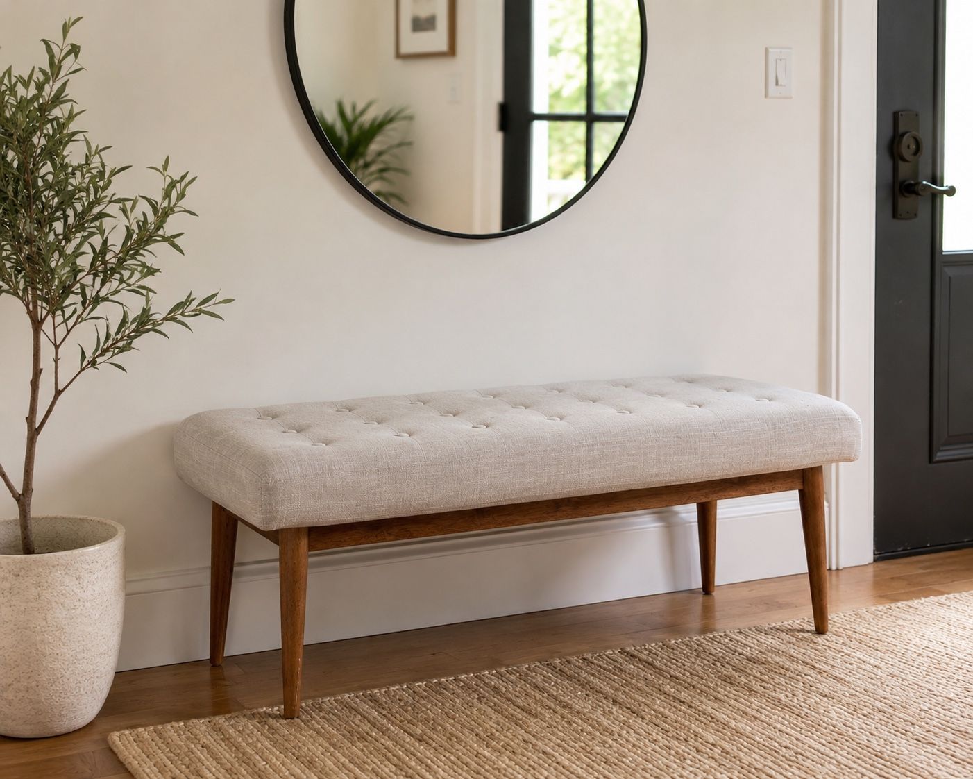 West Elm Mid-Century Tufted Bench – Like New – $325