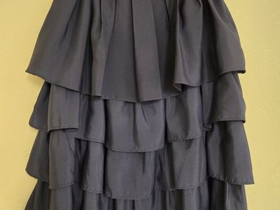Downeast Gray Ruffle Tiered Polyester Skirt Size XS