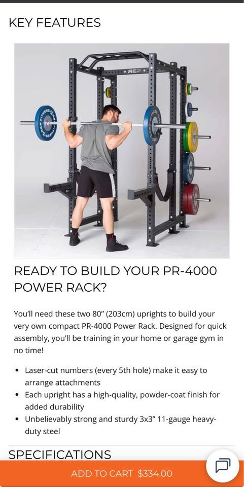 REP FITNESS Two 80" Black Uprights PR-4000