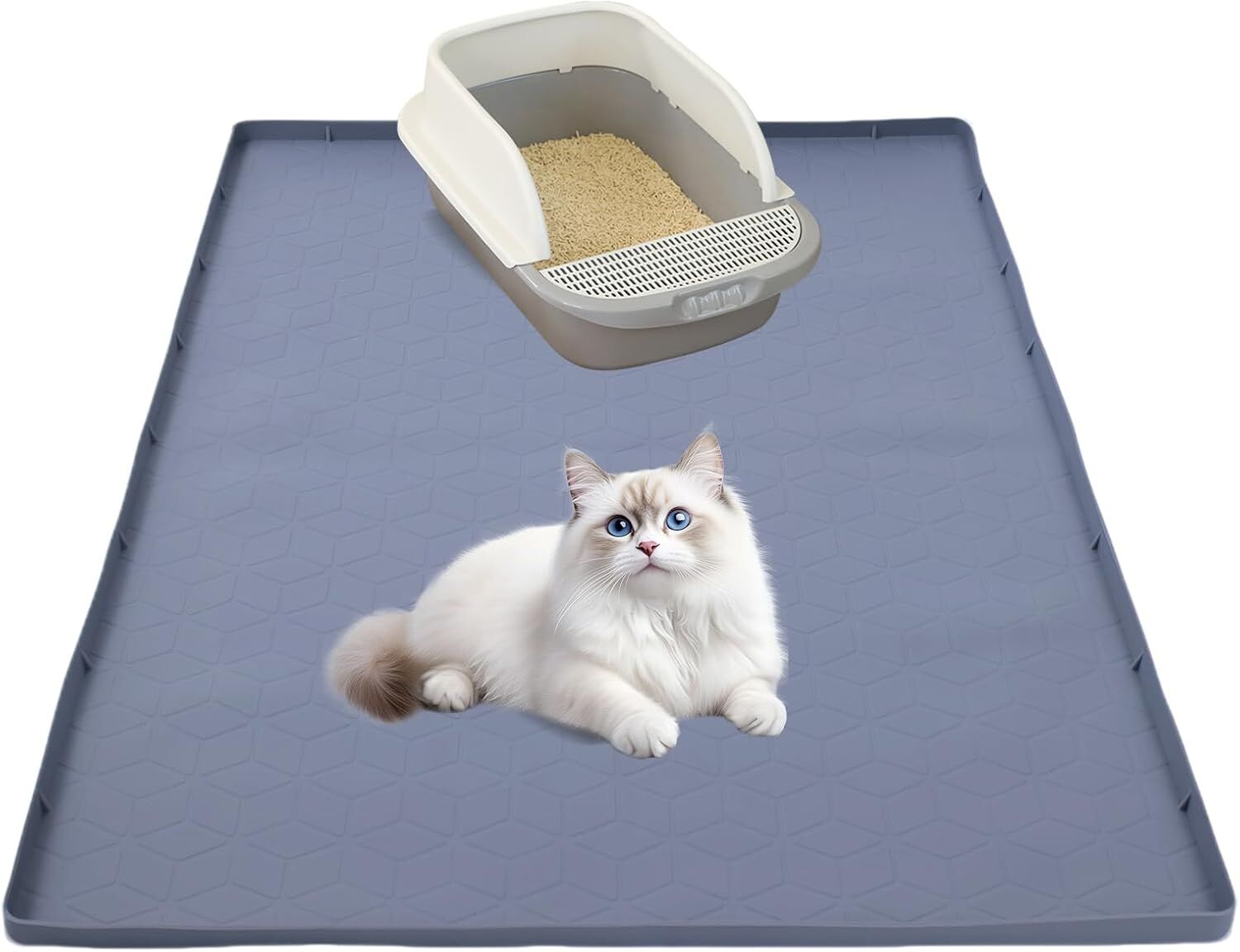 NEW Cat Litter Mat,31" x22" Silicone Cat Mat for Litter Box, Soft Kitty Litter Trapping Mats for Scatter Control