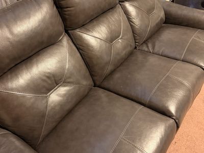 Gray Leather Electric Recliner Couch
