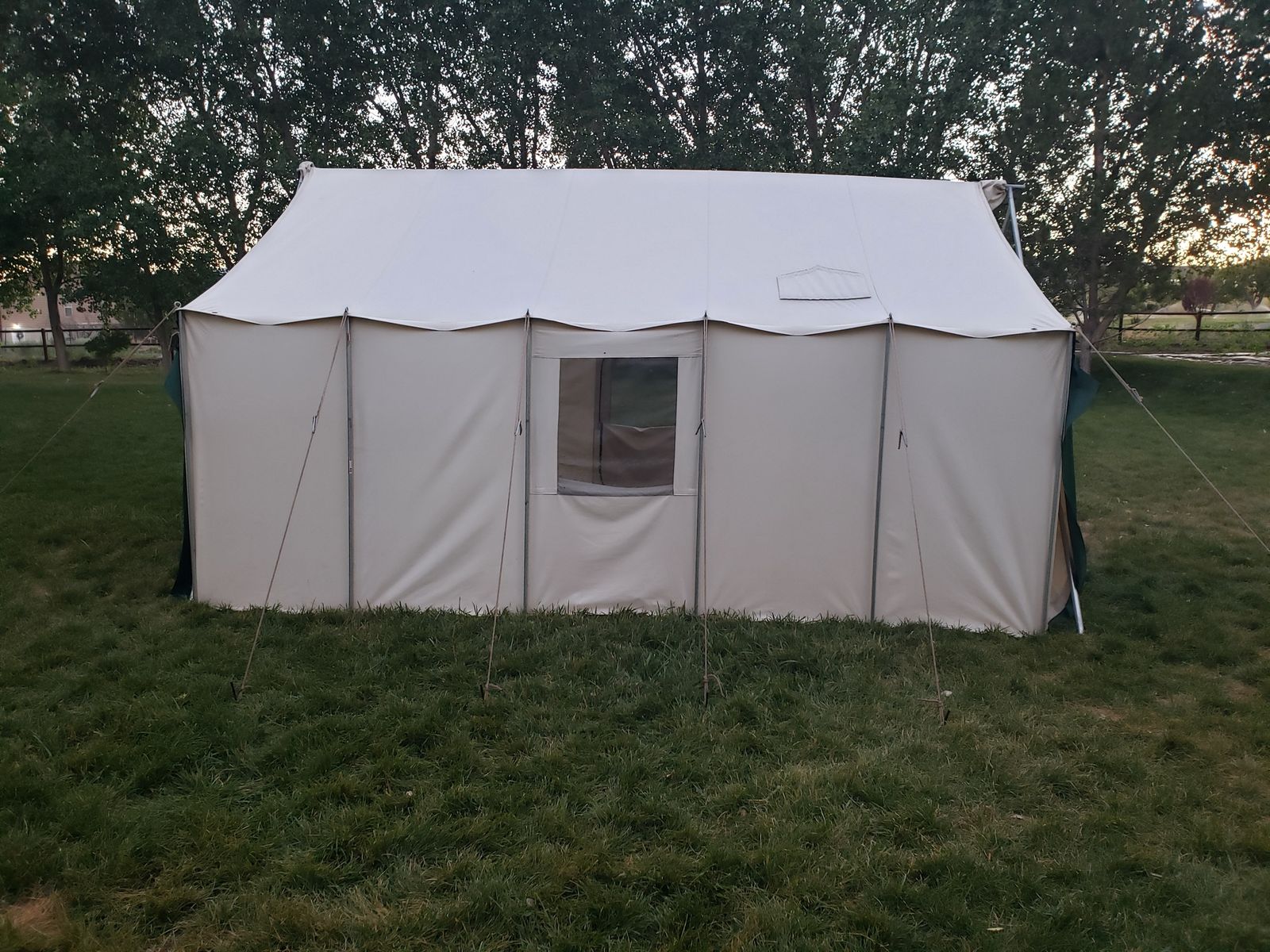 Deep Creek Tent 12x15' Canvas Wall Tent with A-Frame & Stakes - Ideal for Camping/Hunting