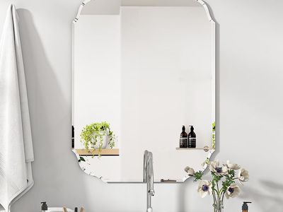 Frameless Scalloped Beveled Edge Wall Mirror for Bathroom or Vanity (Brand new still in box)