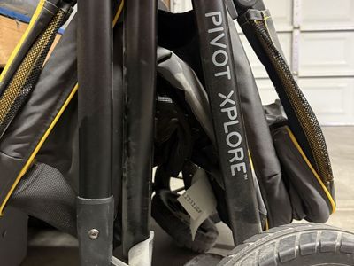 Evenflo Pivot Xplore All-Terrain Stroller Wagon - Gray/Yellow, Dual Handle, Snack Tray, Canopies