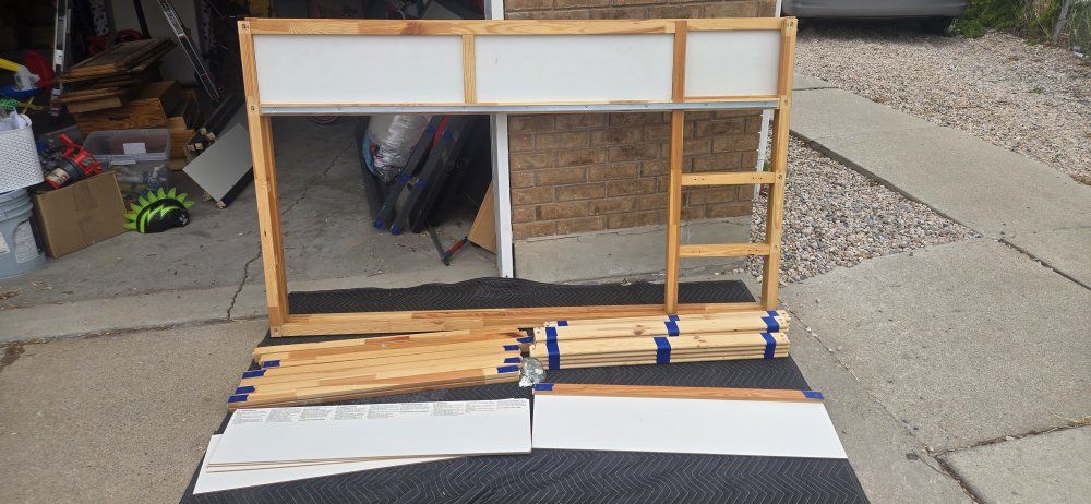 DIY Twin Loft Bed Frame with Ladder - Wood Finish (Unassembled)