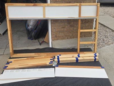 DIY Twin Loft Bed Frame with Ladder - Wood Finish (Unassembled)