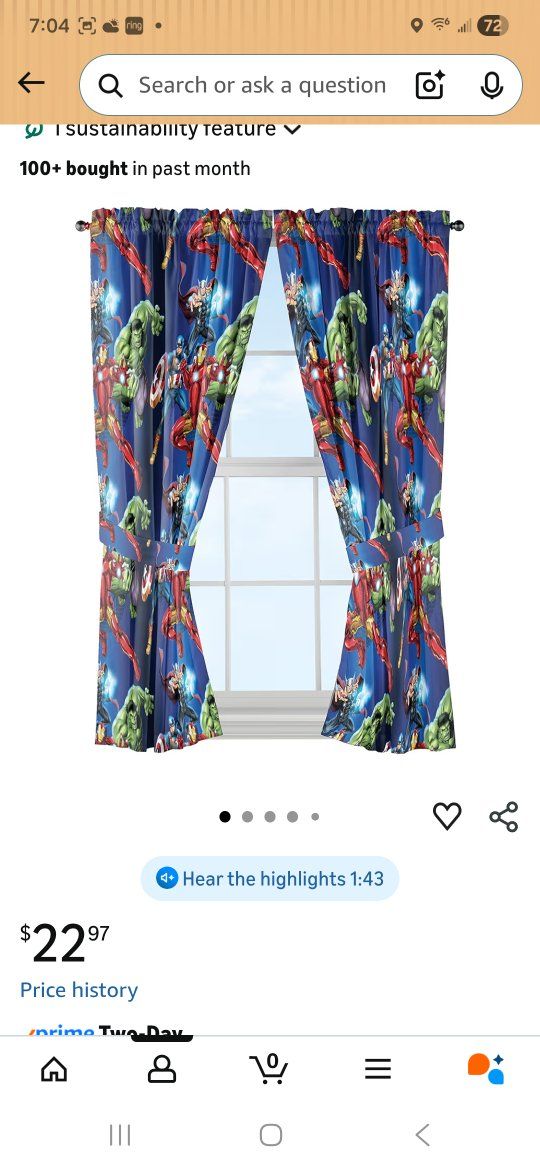 Kids 4-Piece Curtain Set - Marvel Avengers