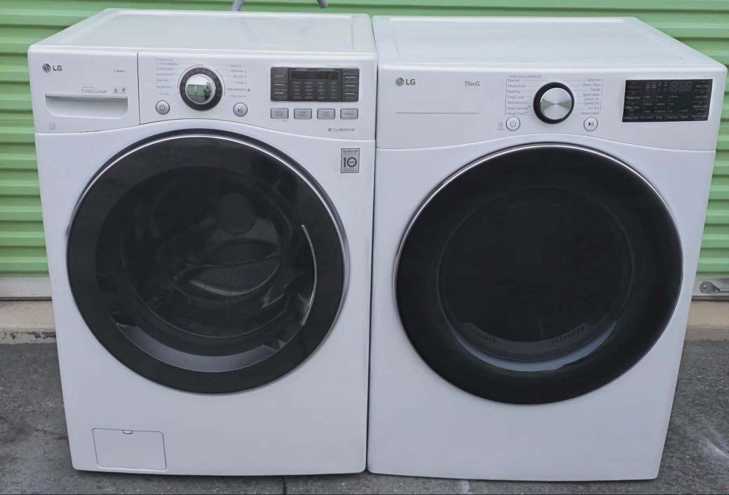 LG Washer & Dryer Set - White, Front Load, Electric, Steam/Sanitary Cycles, free delivery