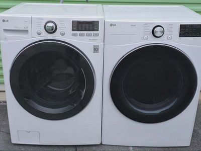 LG Washer & Dryer Set - White, Front Load, Electric, Steam/Sanitary Cycles, free delivery