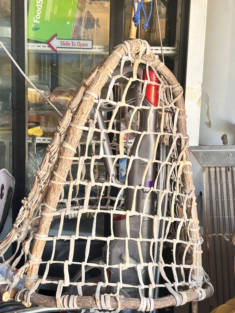 RARE Antique Vintage Tarahumara Indian Rawhide Sinew Woven Twig Branch Basket