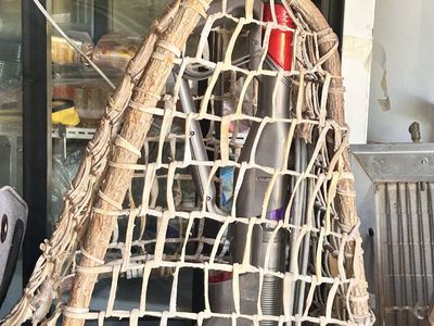 RARE Antique Vintage Tarahumara Indian Rawhide Sinew Woven Twig Branch Basket