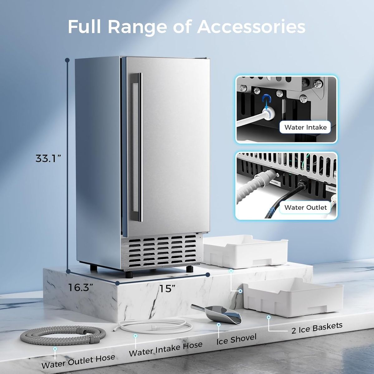 Kismile Commercial Under-Counter Pebble Ice Maker – Like New