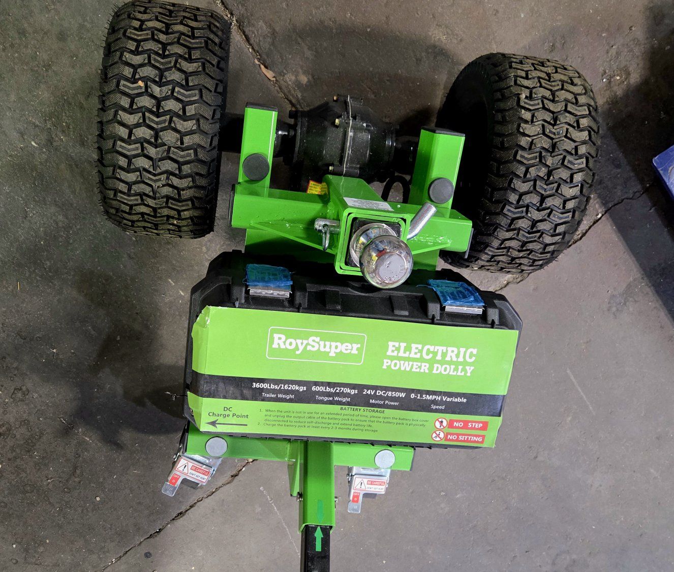 RoySuper Electric Power Dolly 3600lbs Trailer Weight 24V DC/850W FWD REV Motor Variable Speed