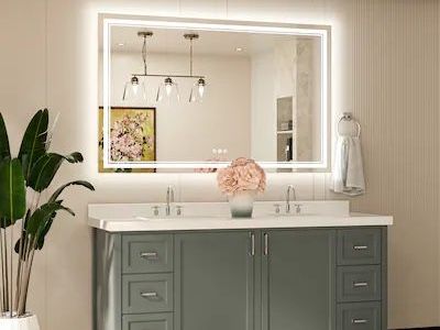 55x36 Frameless LED Vanity Mirror w/ Front & Back Lighting + Anti‑Fog Brand New