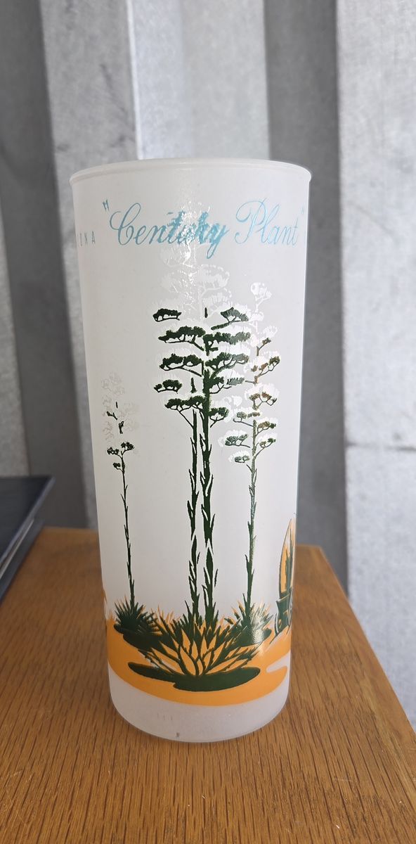 Pair of "Century Plant" 1950s/1960s Blakely Oil & Gas  "Arizona Cactus" frosted glasses
