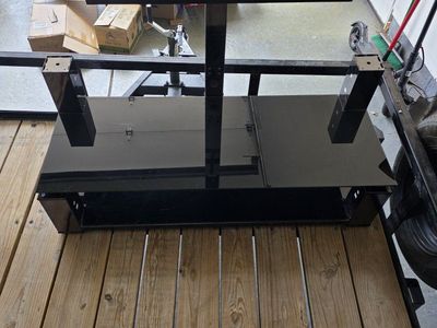 Black Glass TV Stand with Mount, 165 lbs Max Load, Media Console Entertainment Center