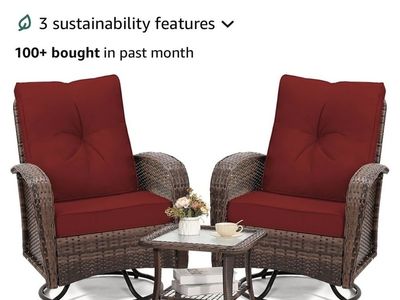 BRAND NEW 3-Piece Outdoor Wicker Swivel Rocker Patio Set (Fully Assembled!)