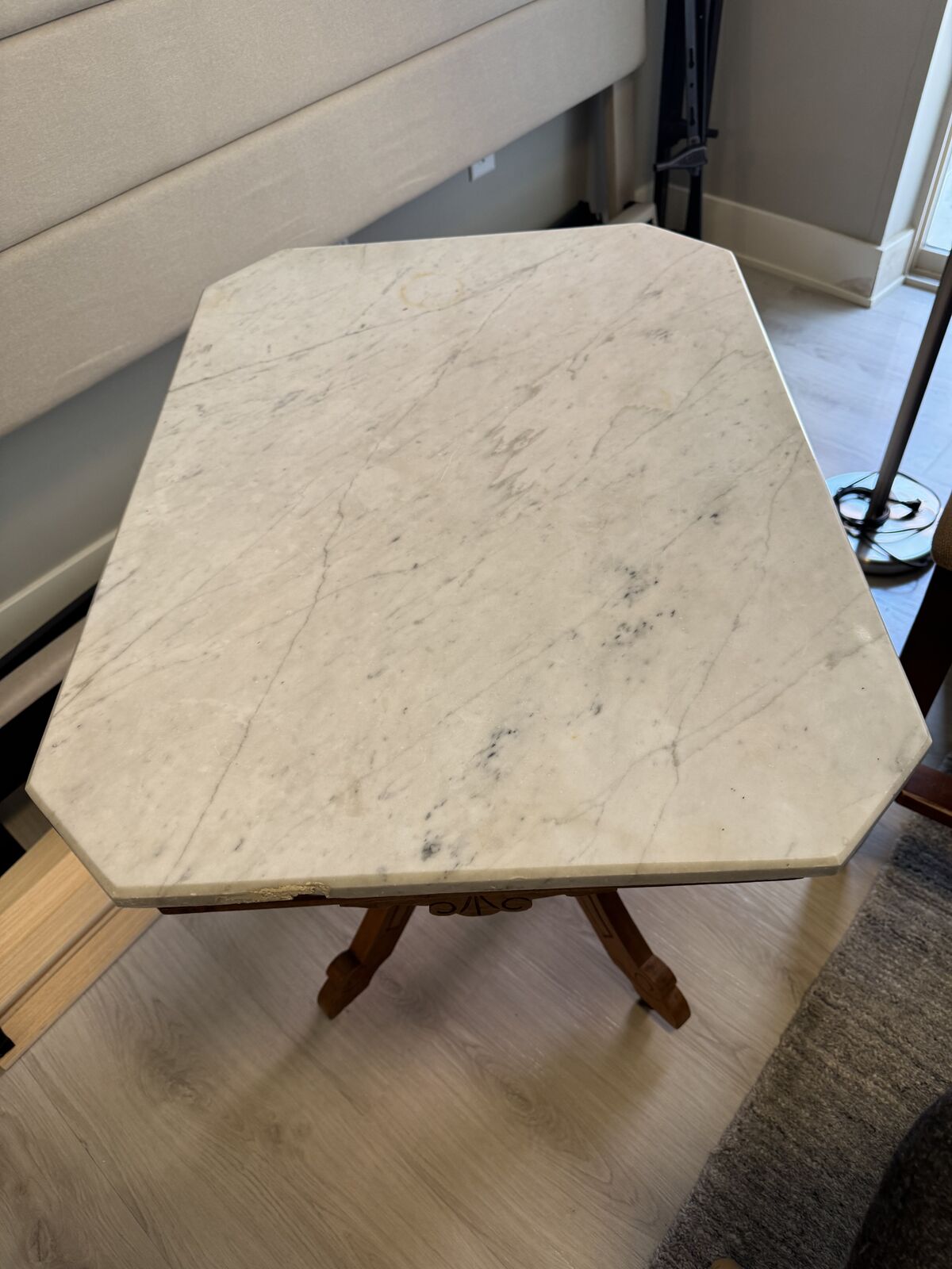 REDUCED: Antique Marble Top Eastlake Table