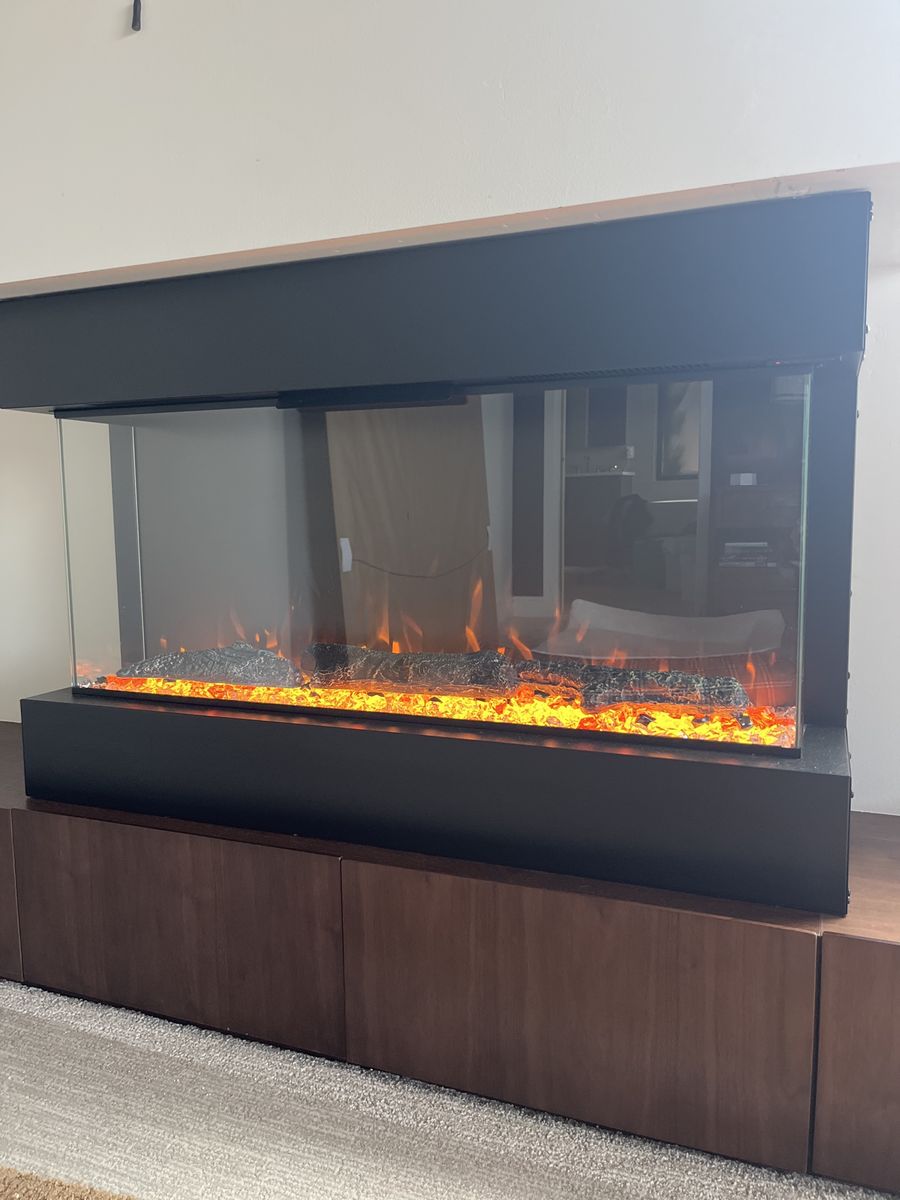 3 sided fireplace - new, working, damaged
