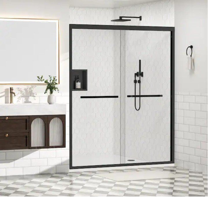 BRAND NEW Botwinkle 60" x 72" Sliding Shower Door - Matte Black