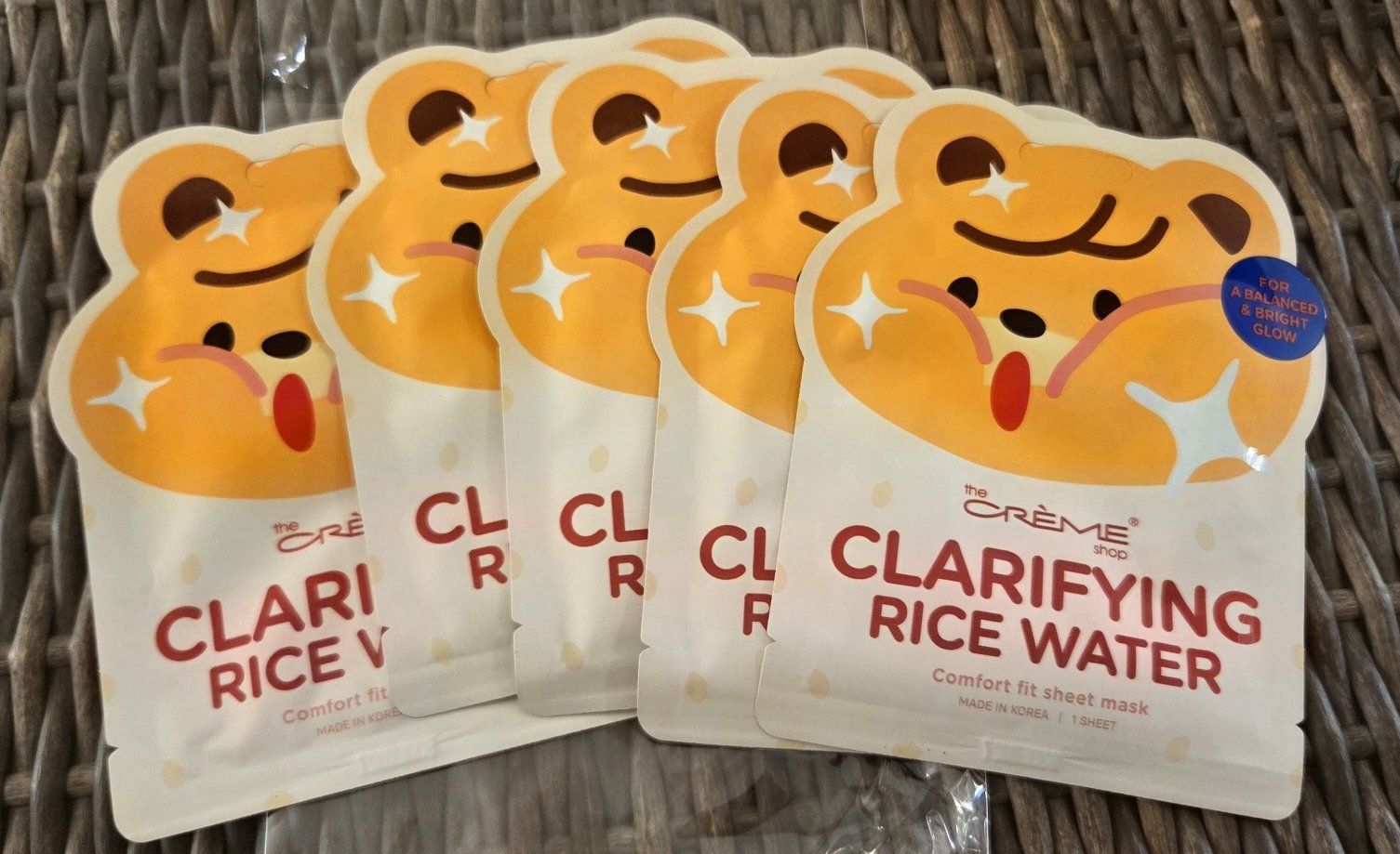 The Crème Shop Clarifying Rice Water Comfort Fit Sheet Mask - 5 Pack