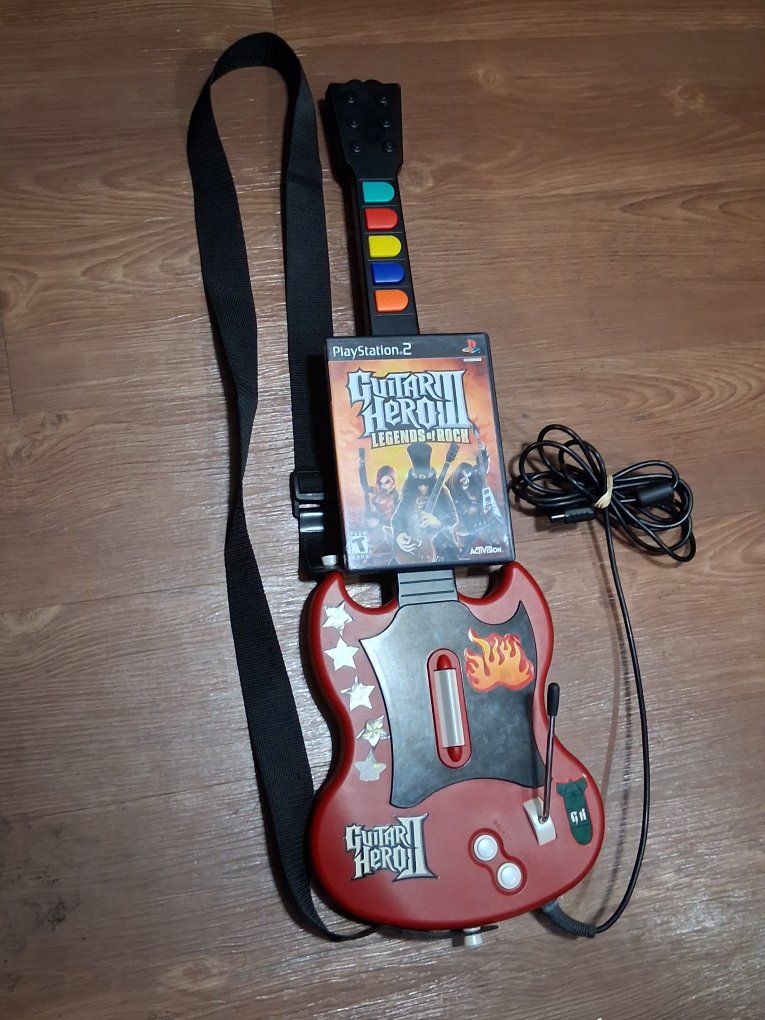Guitar Hero III Legends of Rock PlayStation 2 Game with Red SG Guitar Controller