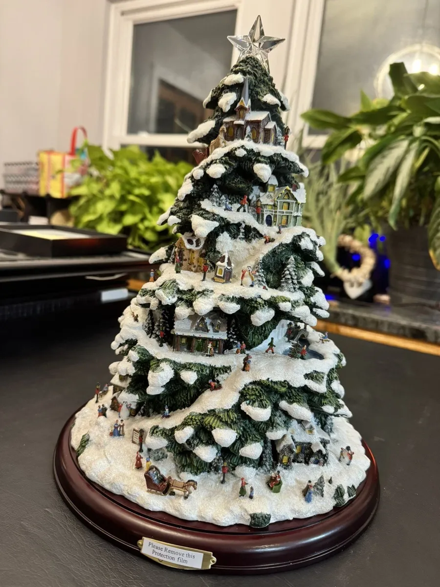 Thomas Kinkade "Village Christmas" Illuminated Tree Bradford Limited Edition NEW