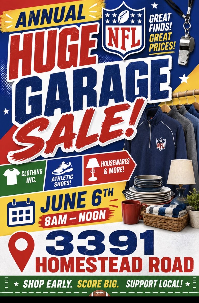 Garage SALE 3391 HOMESTEAD ROAD 6/6 8am - noon