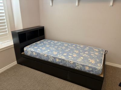 Black Twin Platform Bed with Headboard Storage and 3 Drawers