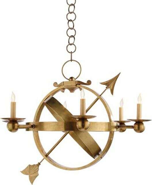 Armillary Sphere Steel Brass Chandelier by Eric Cohler