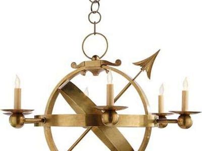 Armillary Sphere Steel Brass Chandelier by Eric Cohler