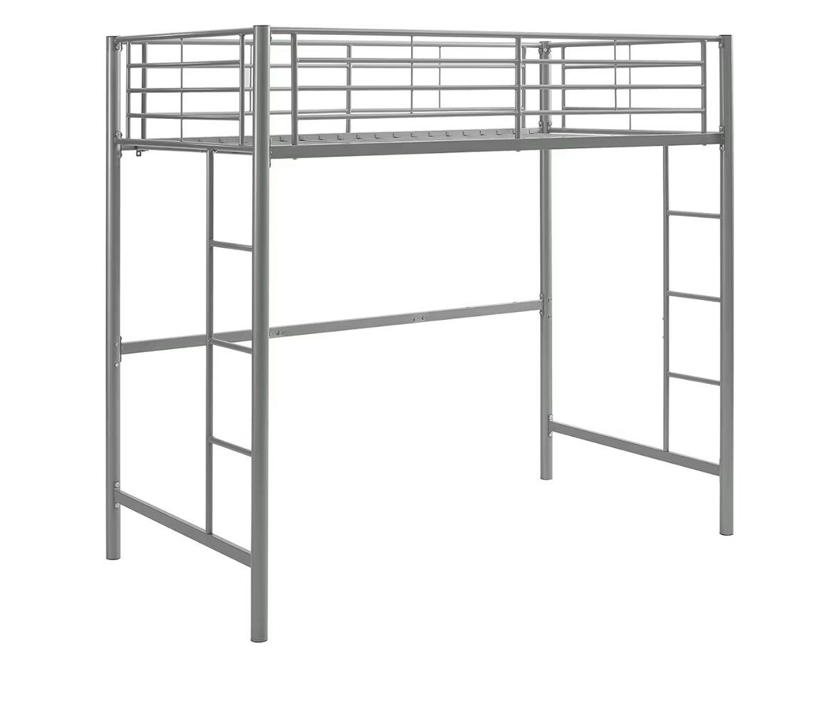 Silver Twin Loft Bed Frame