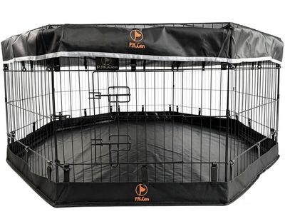 Heavy Duty Metal Dog Playpen with Bottom Mat and Top Cover