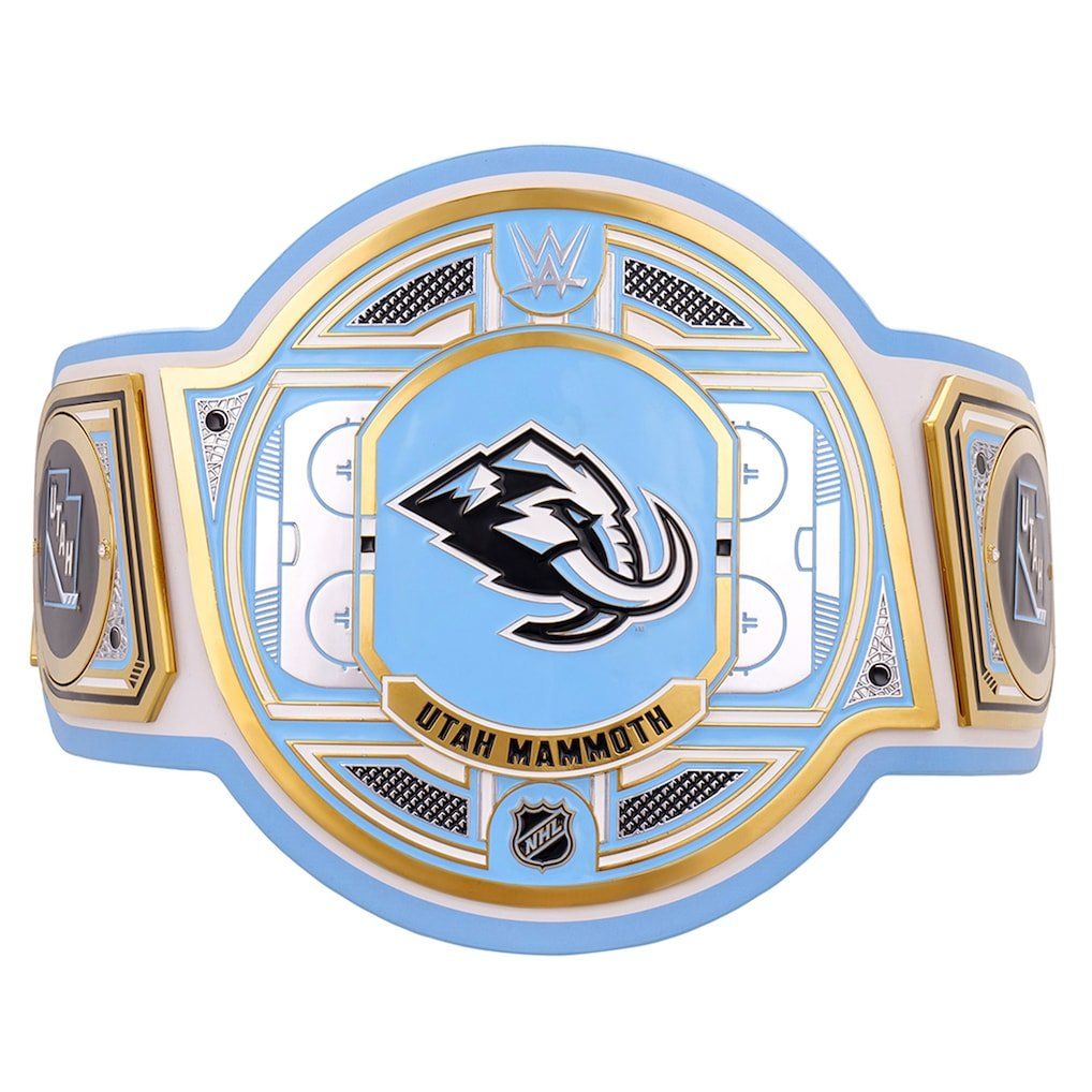 BRAND NEW- WWE x NHL Utah Mammoth Championship Legacy Title Belt - Collector's Edition, Light Blue/Gold