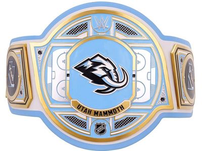 BRAND NEW- WWE x NHL Utah Mammoth Championship Legacy Title Belt - Collector's Edition, Light Blue/Gold