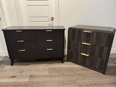 Modern Fluted 6 Drawer Dresser and Nightstand