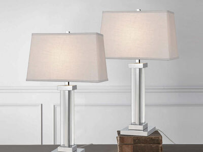 Kate Polished Chrome Crystal Panel Table Lamp (Single Lamp) 1288431 #80926