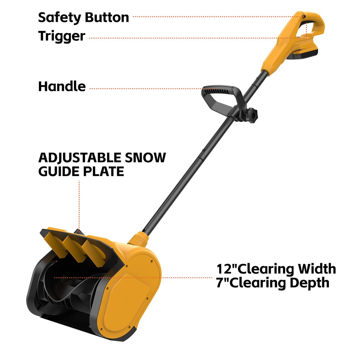 Snow Shovel 12" Compatible with Dewalt 20V Max Battery