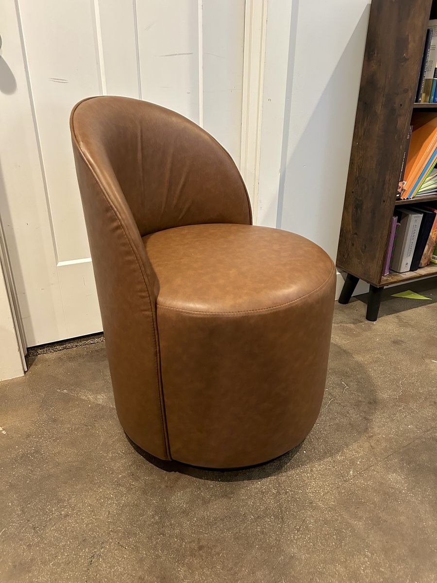 New Brown Swivel Barrel Chair Accent Dining Vanity