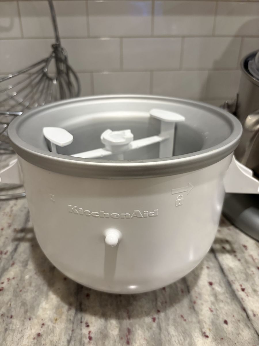 KitchenAid Ice Cream Maker Attachment Bowl & Dasher White - Stand Mixer Accessory