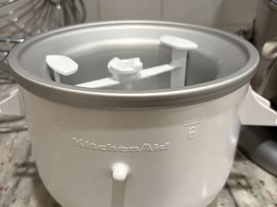 KitchenAid Ice Cream Maker Attachment Bowl & Dasher White - Stand Mixer Accessory