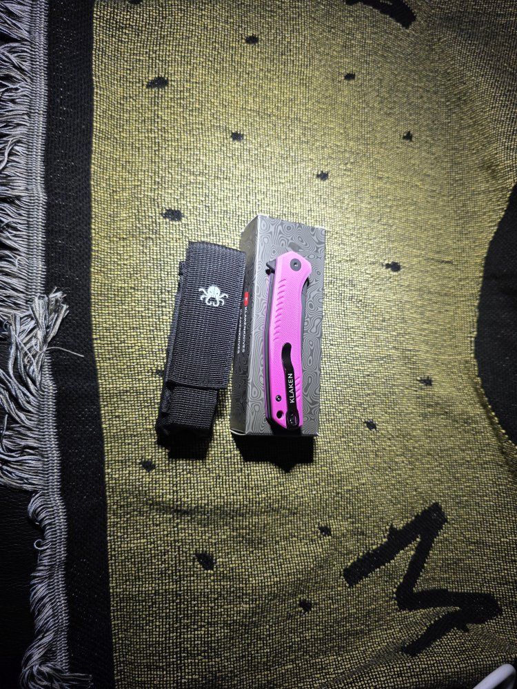 Klaken Knives Flint Folding Knife Magenta G10 14C28N Blade *OBO
