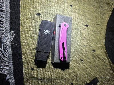 Klaken Knives Flint Folding Knife Magenta G10 14C28N Blade *OBO
