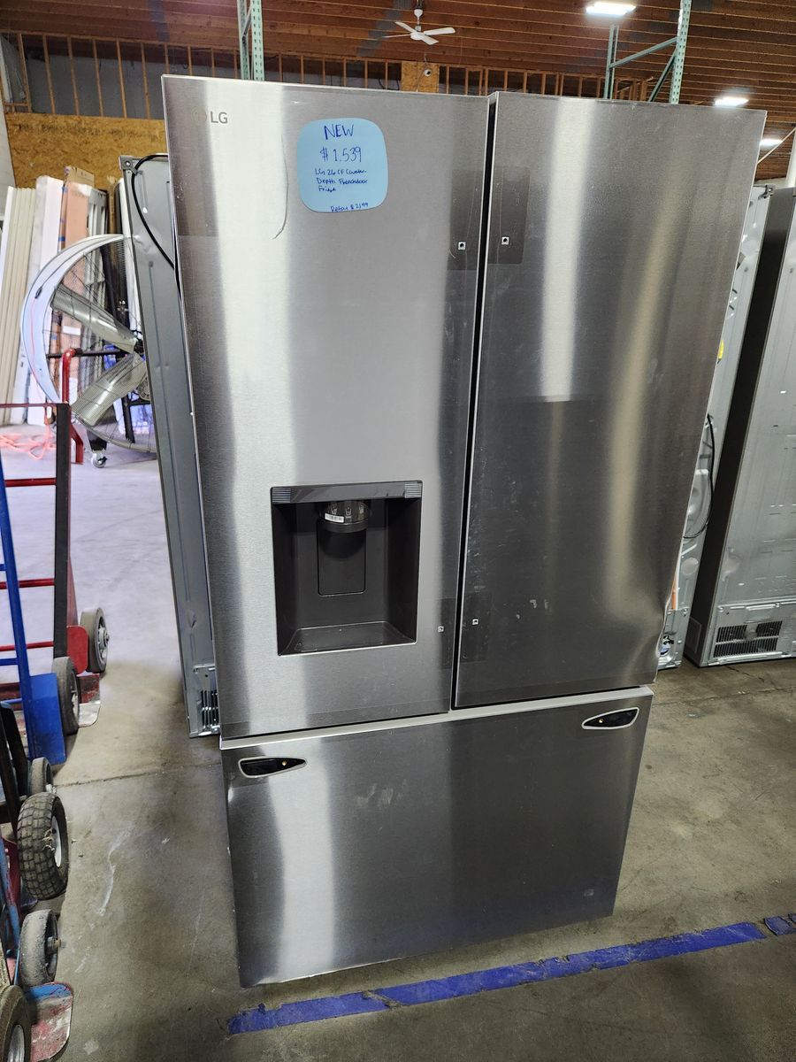 LG 36 In. 26 Cu. Ft. Counter-Depth French Door Refrigerator Stainless Steel - New