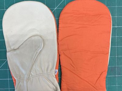 Unbranded Men's Large Leather Palm Snowboard Mittens Orange/White