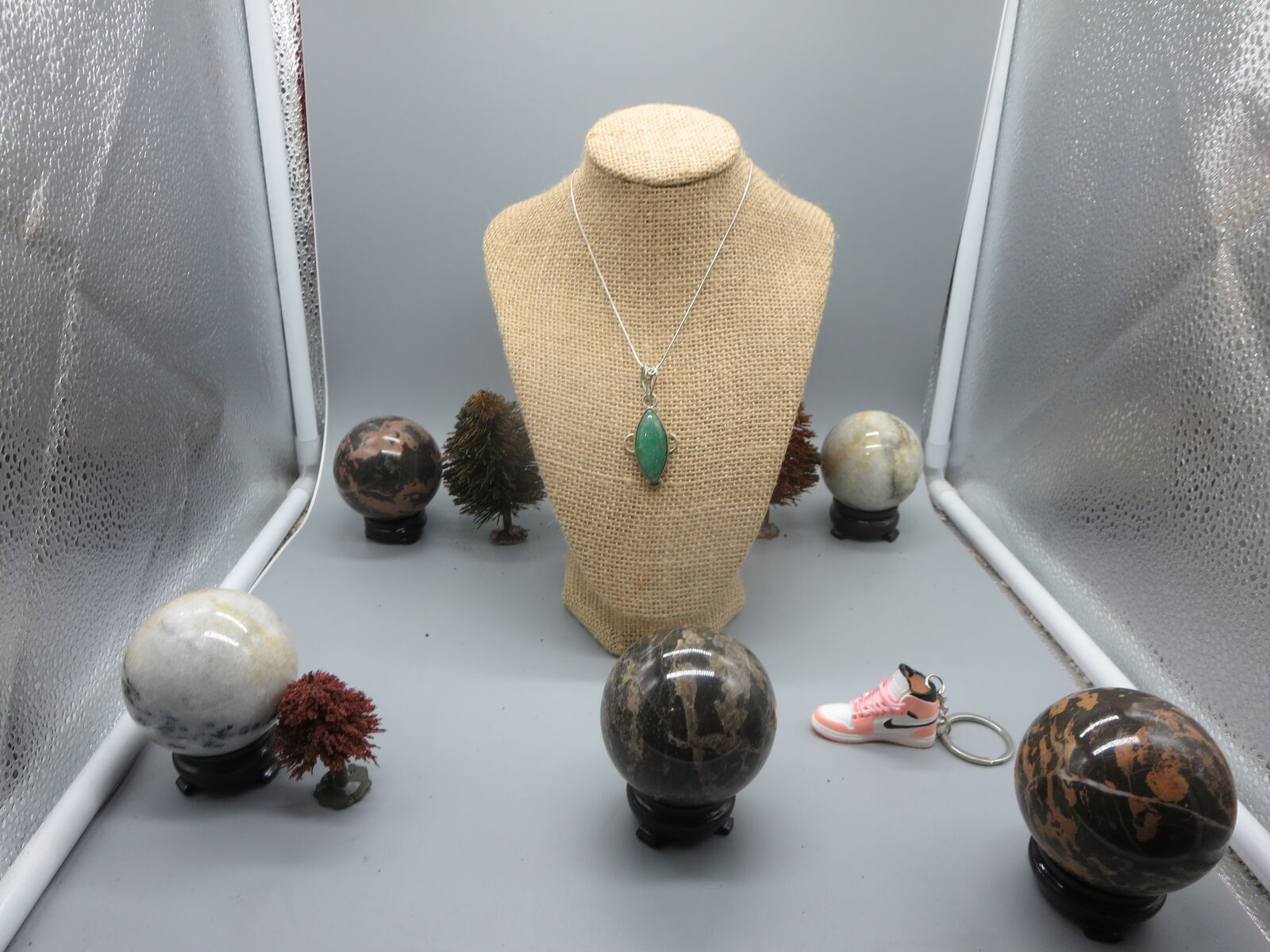 Amazonite crystal sterling  necklace & pendant 7 grams handmade