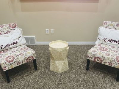 Pair of Floral Armless Accent Chairs - Living Room Set
