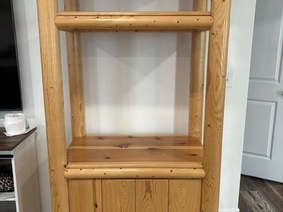 Rustic Log Cabin Style Wooden Bookcase & Storage Cabinet - Solid Wood Shelving Unit