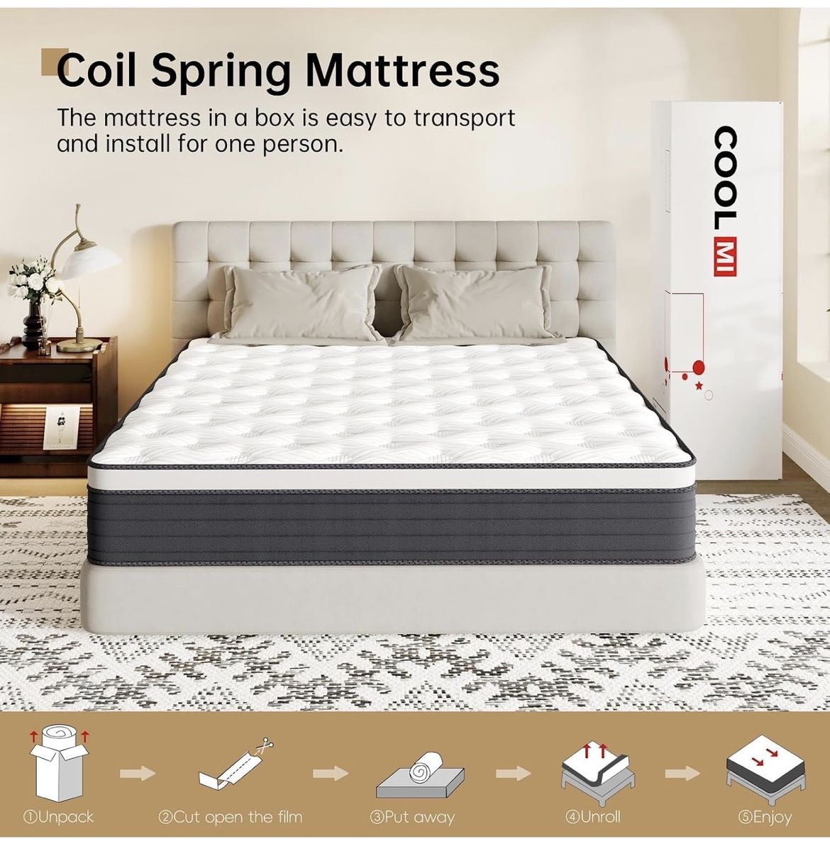 COOLMI King Mattress, Memory Foam Hybrid Mattress brand new never used.