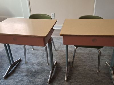 "Kid-size" desks and chairs
